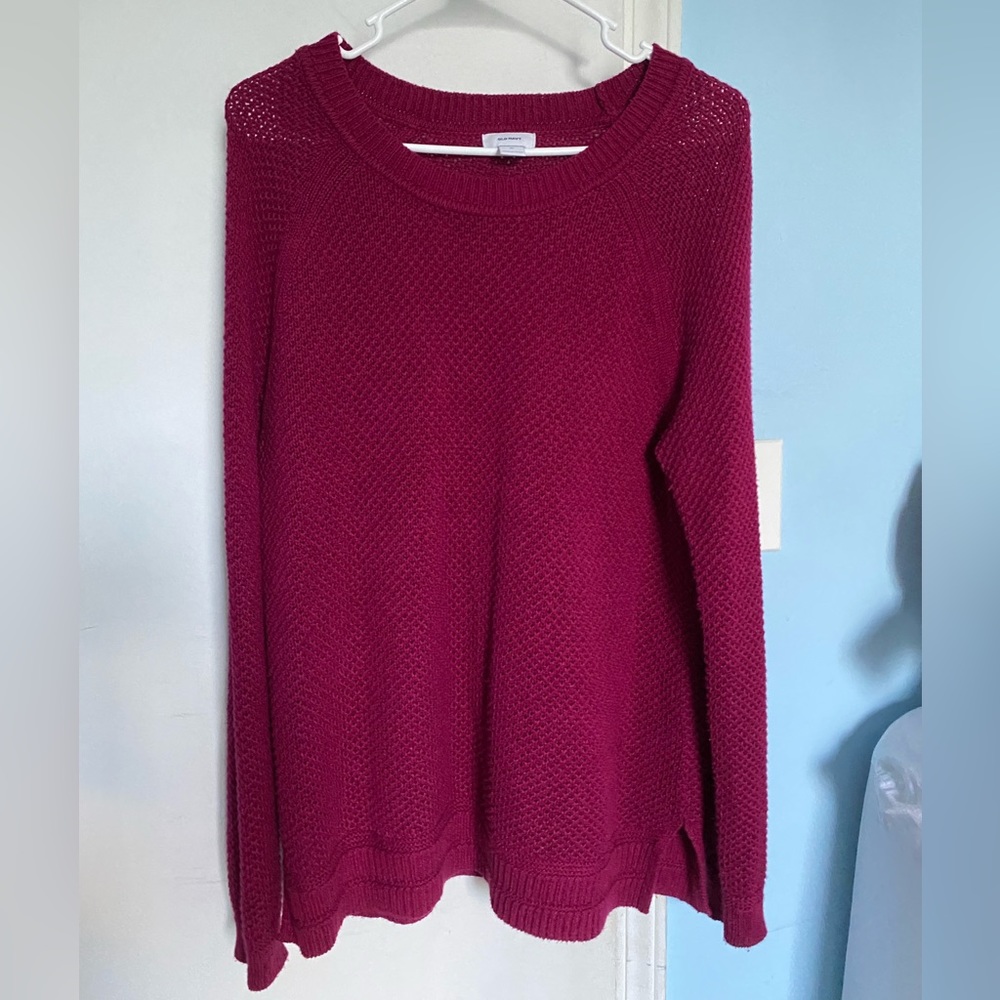 Old Navy Womens Scoop Neck Raglan Sleeve Side Split Knit Pullover Sweater
